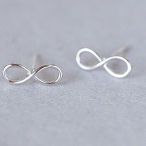 Women's Silver Zinc Alloy Dainty Infinity Stud Earrings Size OS